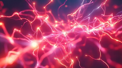 Poster - Neural Network: Abstract illustration of a neural network, a glowing and intricate web of interconnected nodes and pathways that illustrates the complex concept of artificial intelligence.
