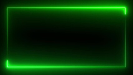 Wall Mural - Neon rectangle frame icon animation on black background. rectangular frame made of two moving neon lights overlay. Rectangle photo frame with neon color motion graphic.