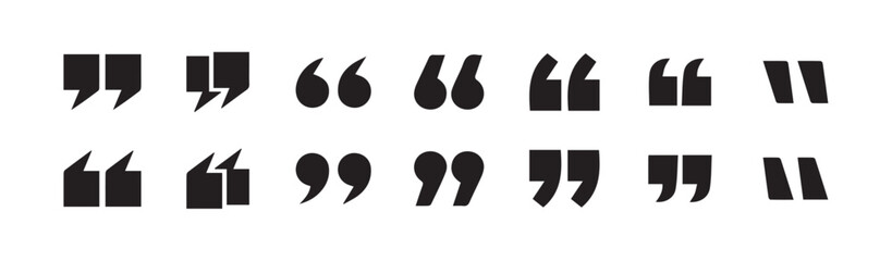 Poster - Set of quote mark. Quotes icon vector set. Quotemarks outline, speech marks, inverted commas or talking marks collection. Quotation signs isolated on white background. Vector illustration eps 10.
