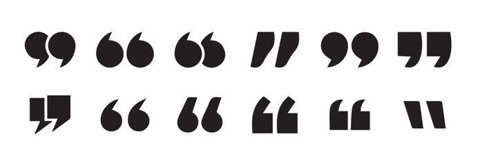 Poster - Set of quote mark. Quotes icon vector set. Quotemarks outline, speech marks, inverted commas or talking marks collection. Quotation signs isolated on white background. Vector illustration eps 10.