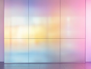 Poster - color gradient in interior: a modern interior space with a minimalist design, featuring a wall of la