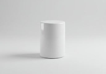 Poster - Minimalist presentation of a single white cylindrical object against a plain white background in studio lighting