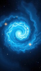 Wall Mural - Abstract swirling blue nebula with bright stars and glowing cosmic dust, power, fantasy