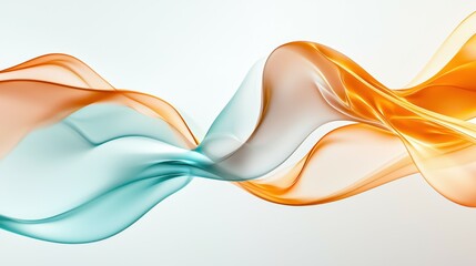 Poster - Abstract wave pattern in soothing shades of orange and blue, creating a fluid visual experience.