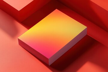 Poster - abstract gradient square on red: a mesmerizing display of an abstract gradient square bathed in warm