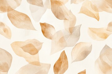 Poster - Autumn Leaves: An artistic display of delicate, warm-toned leaves float gently against a soft background, evoking the serene beauty of autumn.
