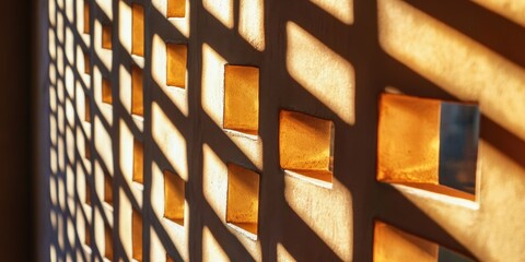Poster - shadow play: a captivating architectural detail captures the dance of light and shadow on a wall wit