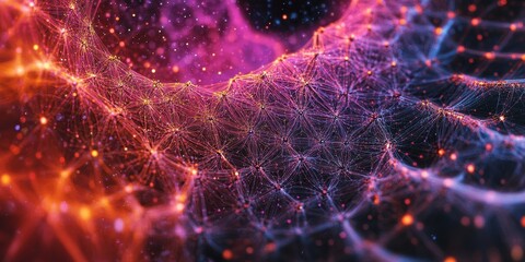 Fototapete - Celestial Tapestry: A captivating visualization of interconnected neural networks illuminates, depicting a vibrant interplay of colors and light.