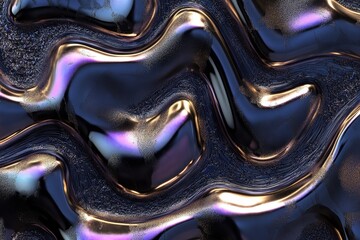 Poster - Flowing Liquid Gold: Abstract liquid metal with iridescent luster, creating a dynamic and luxurious composition.