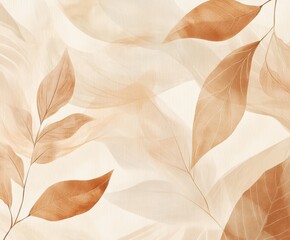 Poster - Earthy Leaves in Delicate Strokes: A tranquil composition of delicate leaves, rendered in soft earthy tones and watercolor strokes, creating a sense of natural beauty and understated elegance.
