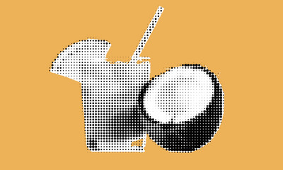 Poster - Refreshing coconut drink garnished with a slice of fruit on a vibrant yellow background