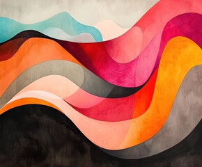 Poster - abstract color waves: a vibrant abstract composition unfolds, showcasing undulating waves of color t