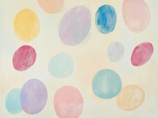 Poster - dreamy circles in pastel: a whimsical arrangement of pastel-colored circles float across a creamy ca