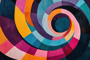 Poster - colorful spiral abstract: an abstract artwork featuring a vibrant spiral pattern, composed of bold, 