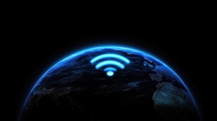 Poster - Global wireless network connection wifi symbol on earth