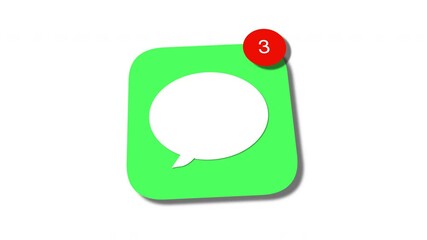Wall Mural - Message chat icon with increasing incoming contact on white background