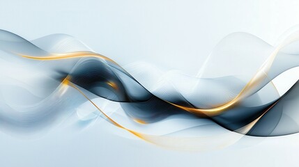 Poster - Abstract swirling waves in soft blue and gold tones create an elegant atmosphere.
