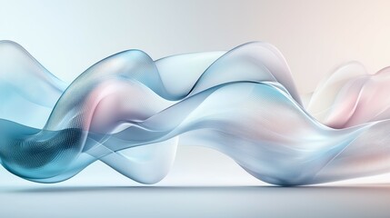 Poster - Abstract flowing waves in soft pastel colors creating a serene atmosphere.