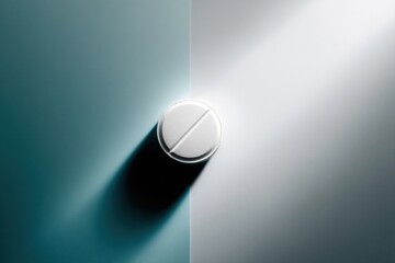 Leinwandbilder - Single White Pill Displayed on a Contrasting Background Creating Bold Visual Impact With Soft Shadows Generative AI