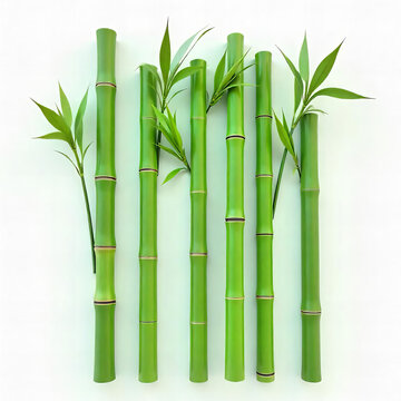 Fresh Bamboo Stalks with Leaves PNG