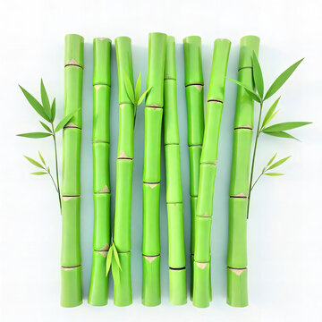 Fresh Bamboo Stalks with Leaves PNG