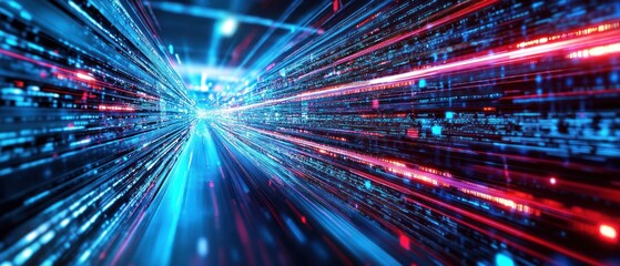 Poster - High speed digital data stream visualization abstract technology background