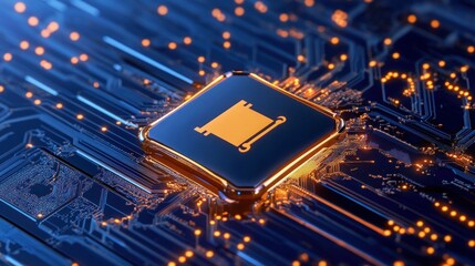 Poster - Digital Contract: Secure Data, Electronic Agreement,  Technology, Circuit Board, Golden Chip,  Innovation, Future of Agreements