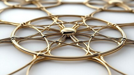 Poster - Intriguing golden metal object displayed on a simple surface with reflections and unique design