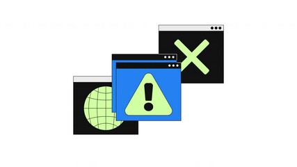 Poster - system error alert popups 2d onboarding ui animation. connectivity problems. software crash, failed.
