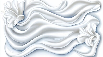 Poster - Elegant white fabric draped gracefully against a clean white background for a minimalist look