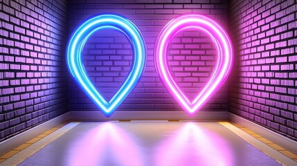 Poster - Two vibrant neon signs illuminating a room with a playful and modern atmosphere of color