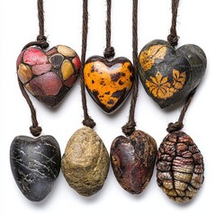 Poster - A diverse collection of smooth colorful rocks displayed together on a natural surface for artistry