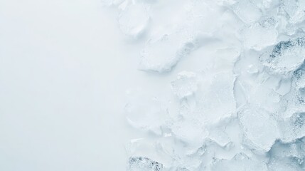 Poster - Ice cubes are melting on a light blue background, creating a refreshing texture with copy space, ideal for summer themed projects and designs