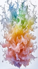 Poster - Water splashes dramatically on a white background creating a refreshing and invigorating visual effect