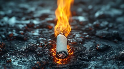 Poster - Burning Cigarette on Dark Ashy Ground
