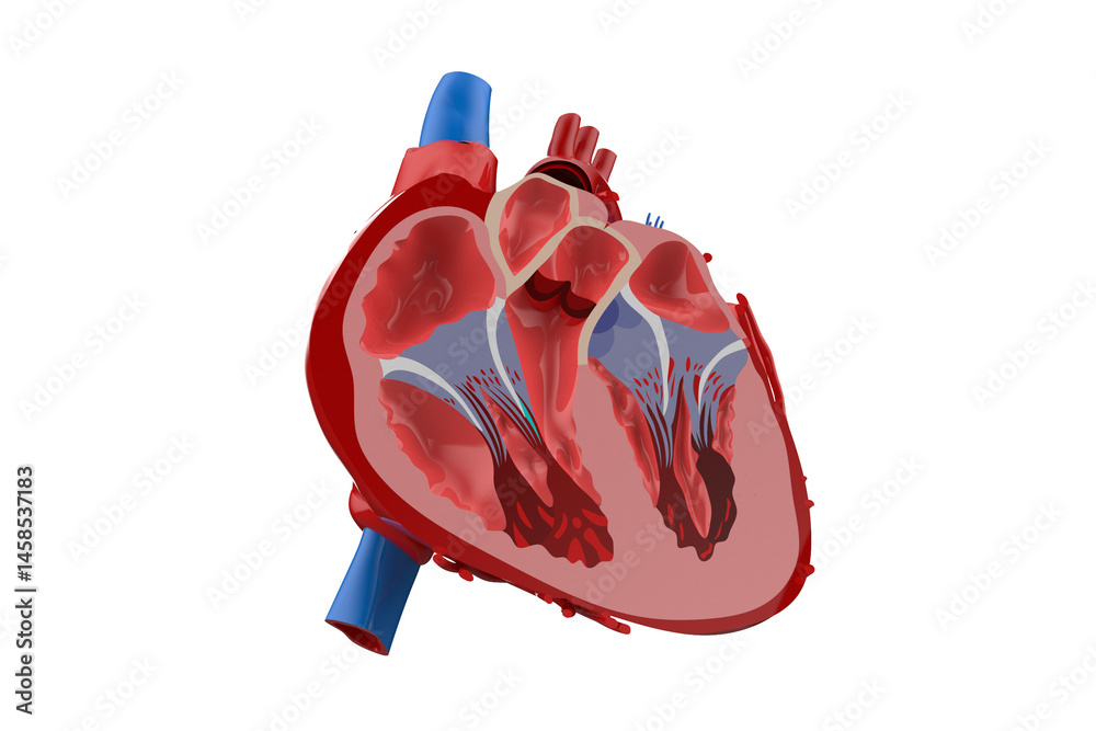 Detailed Cross-Section Illustration of the Human Heart Showing Chambers ...