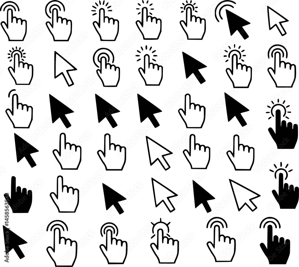 Premium Vector Set of Mouse Pointer Arrows Hand Cursors Loading ...