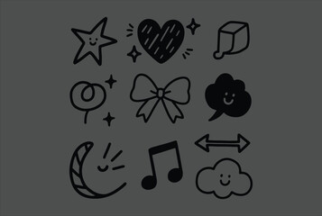 Poster - Hand-Drawn Star, Heart, Music, Check, Arrow, Swirl Icons