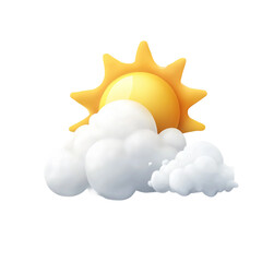 weather 3d icon of sun and cloud isolated on transparent or white background