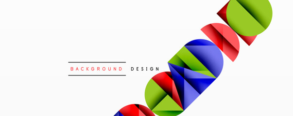 Poster - Abstract colorful lines, shapes create dynamic background. Minimalist design with text elements, white space dominates composition.