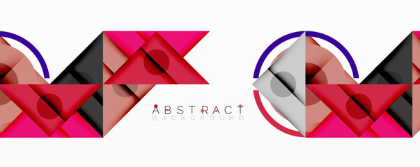 Aufkleber - Geometric shapes, red, black, white. Modern design, abstract patterns, clean lines, simple composition. Minimalist aesthetic, visual harmony.