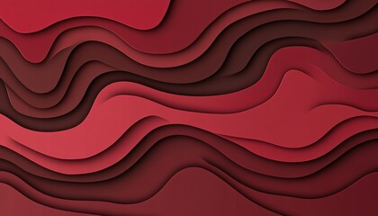 Poster - abstract burgundy wine wave pattern background layered paper carved texture modern design art