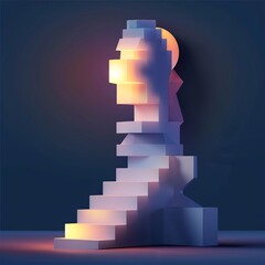 Poster - Architectural abstraction: Geometric form interplay with light and shadow concept