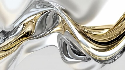 Leinwandbilder - Elegant swirling metallic textures in silver and gold create a mesmerizing visual