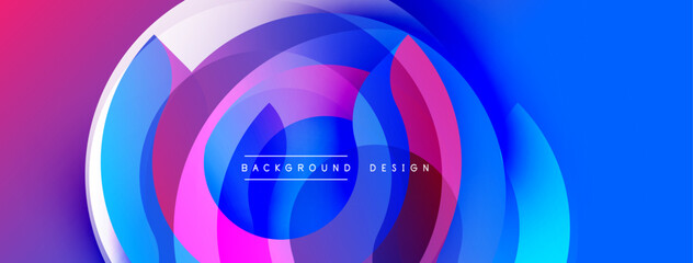 Poster - Abstract flowing shapes, vibrant colors blend. Concentric circles create dynamic visual effect. Modern design, perfect backdrop.