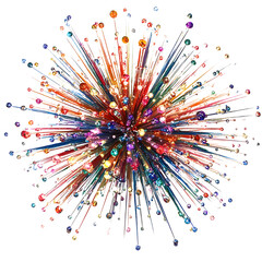 Poster - Vibrant Explosion of Colorful Orbs and Rays Capturing the Essence of Celebration and Joyful Energy