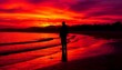 © ShaNeT - Silhouette of a person enjoying sunset on a tranquil beach