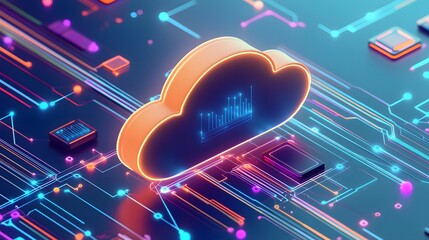 Poster - Modern technology cloud computing illustration.