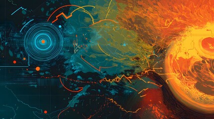 Poster - Abstract digital art with contrasting color palettes.