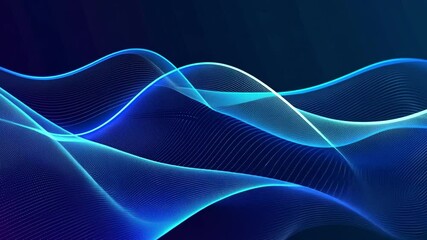 Poster - Vibrant Abstract Background Flowing Blue Waves with Smooth Gradient, Evoking Movement, Tranquility, and Modernity in Dynamic Design.
